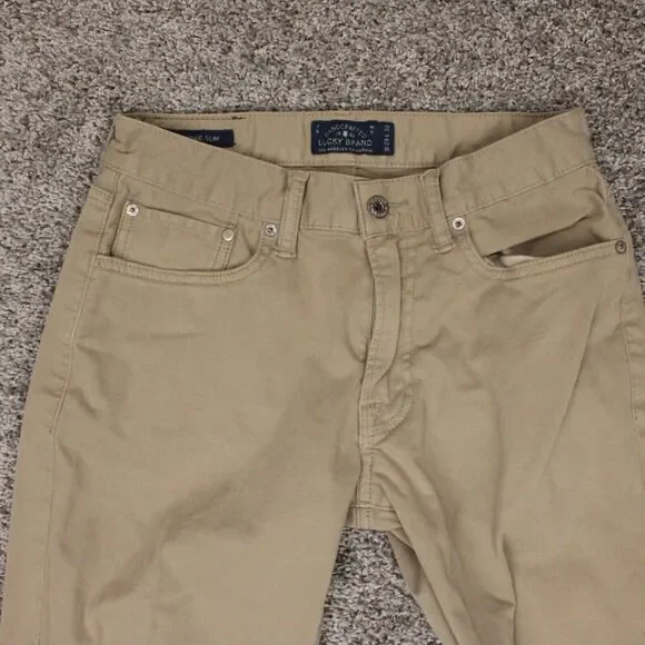 Lucky Brand 121 Heritage Slim Fit Pants Mens 29x32 Khaki Cotton - Picture 2 of 10